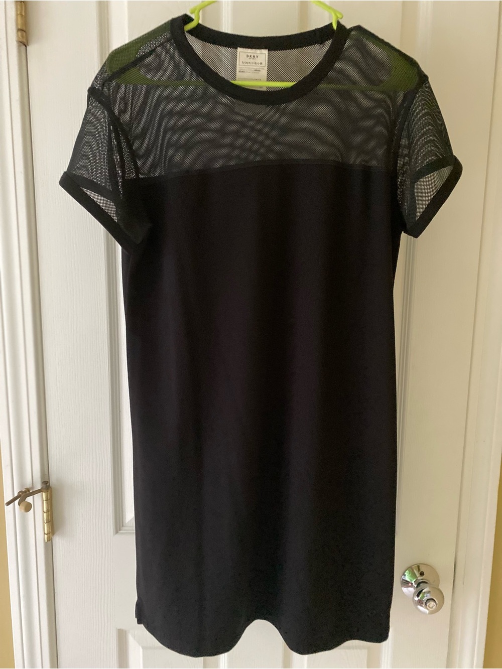 DKNY Black Mesh Yoke Midi Dress (Size S)